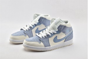 Air Jordan 1 Mid Mixed Textures Blue DA4666 100 Womens And Mens Shoes  